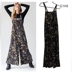 Natural Life Velvet Jumpsuit with Floral Design